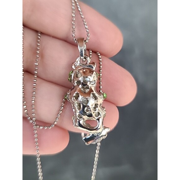 Silver Tone Adjustable Rhinestone Frog Pendant Necklace Vintage READ Description - Picture 6 of 10